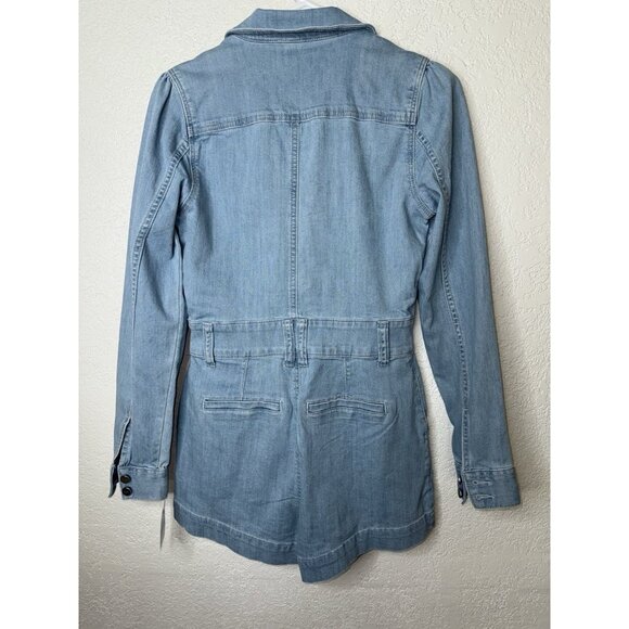 PAIGE Women's Meg Long Sleeve Romper Songbird NWT Denim Jumpsuit Shorts 2 A1 - Picture 13 of 15